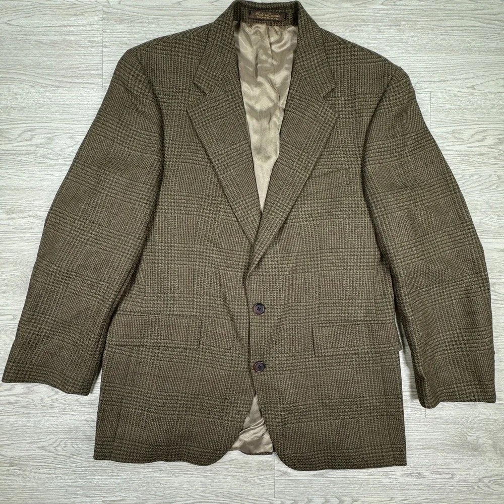 Chaps Ralph Lauren Men's Sport Coat Glen Plaid Wool Alpaca Brown 40R M(?) Blazer
